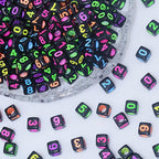 100pcs Acrylic Numbered Dice Beads Rainbow Decorative Beads 6x6mm
