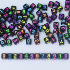 100pcs Acrylic Numbered Dice Beads Rainbow Decorative Beads 6x6mm