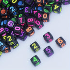 100pcs Acrylic Numbered Dice Beads Rainbow Decorative Beads 6x6mm