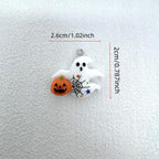 10pcs Resin Ghost Pendants w/ Pumpkin Charms for DIY Jewelry Making