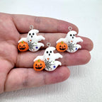 10pcs Resin Ghost Pendants w/ Pumpkin Charms for DIY Jewelry Making