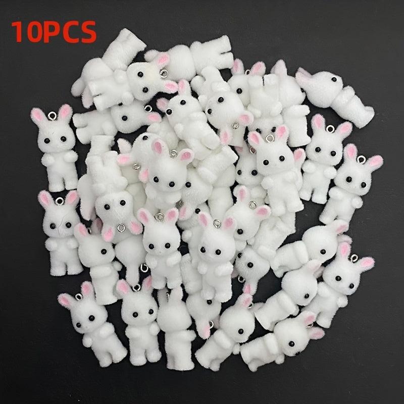 10pcs Rabbit Resin Pendants Forest Animal Charms DIY Jewelry Keychains