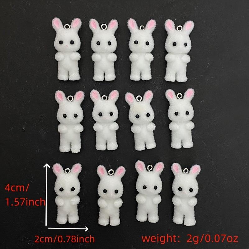 10pcs Rabbit Resin Pendants Forest Animal Charms DIY Jewelry Keychains