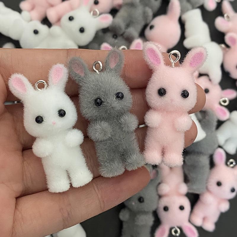 10pcs Rabbit Resin Pendants Forest Animal Charms DIY Jewelry Keychains