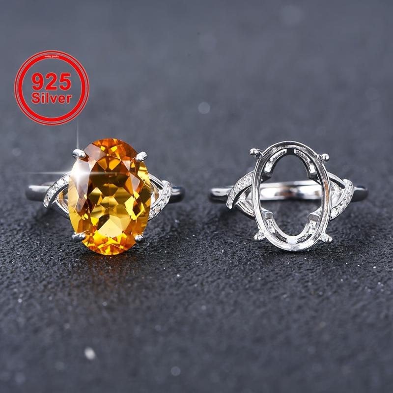 10x14mm Oval Ring Setting S925 Silver Women's DIY Jewelry Accessory