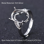 10x14mm Oval Ring Setting S925 Silver Women's DIY Jewelry Accessory