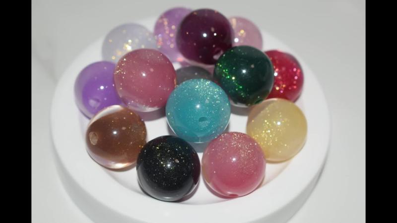 10pcs Sparkling Round Beads 20mm Resin Beads with Golden Glitter