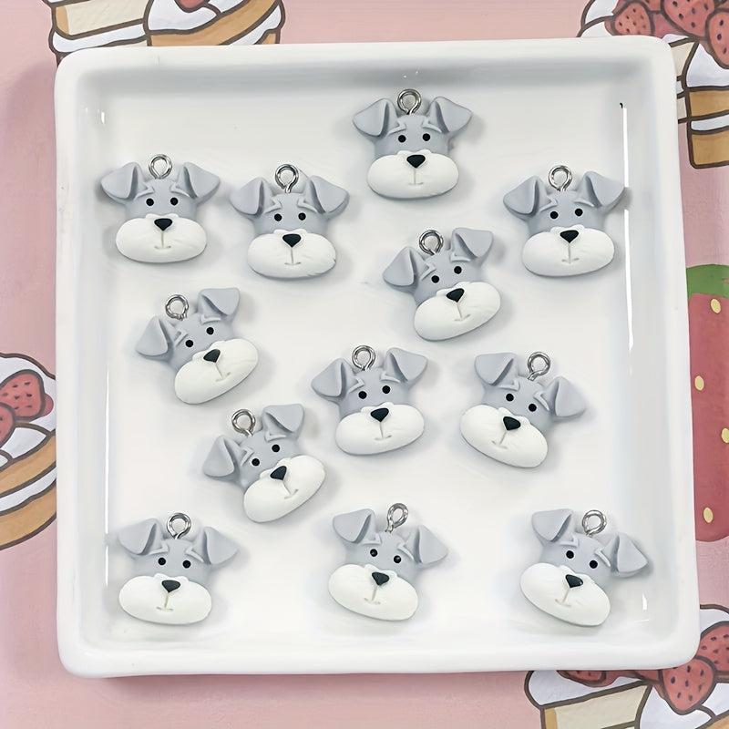 12pcs Grey Puppy Charms for DIY Jewelry Making Keychains