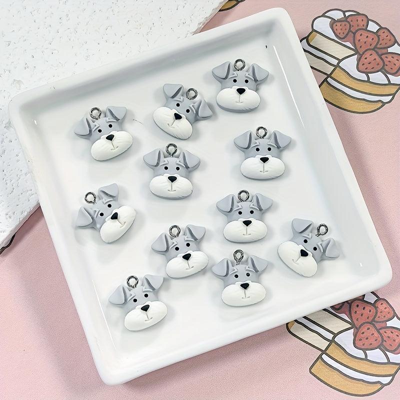12pcs Grey Puppy Charms for DIY Jewelry Making Keychains
