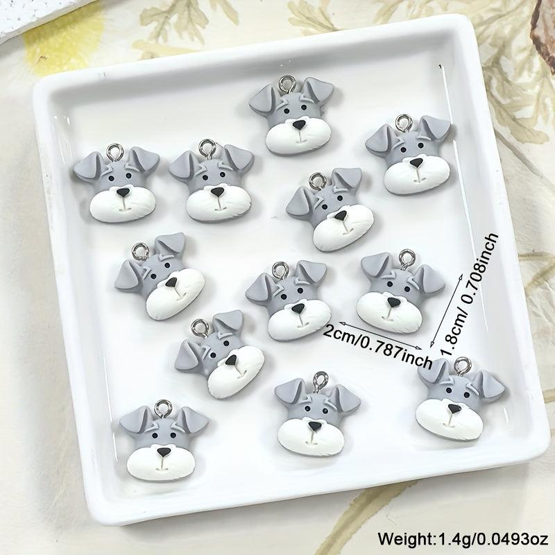 12pcs Grey Puppy Charms for DIY Jewelry Making Keychains