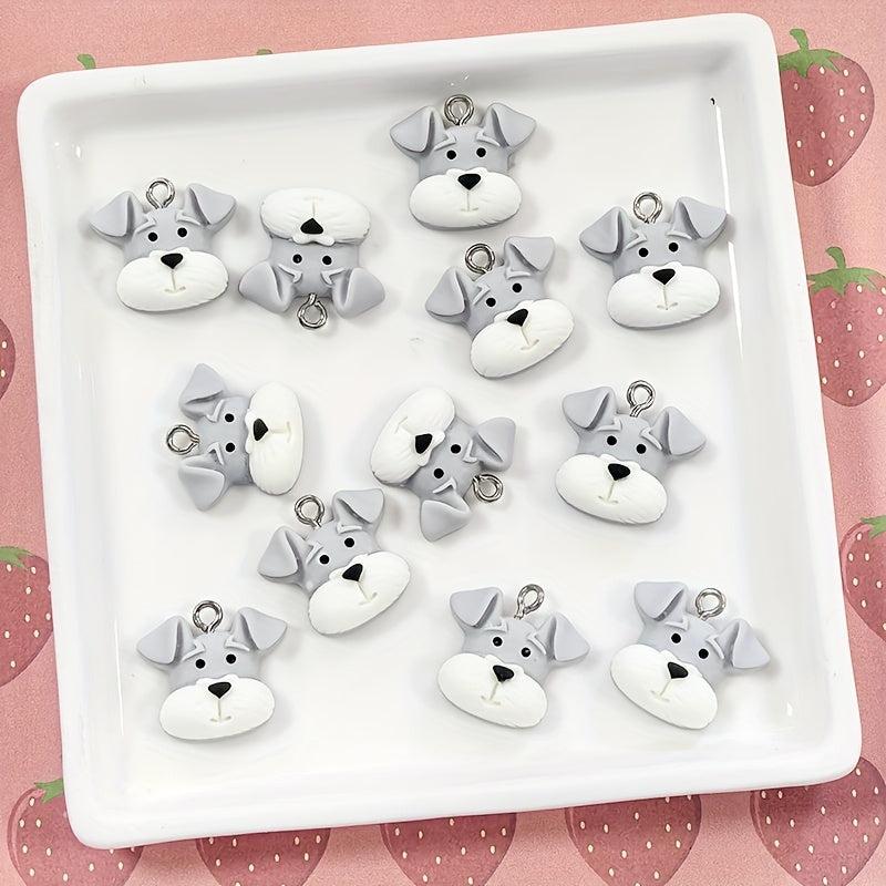 12pcs Grey Puppy Charms for DIY Jewelry Making Keychains