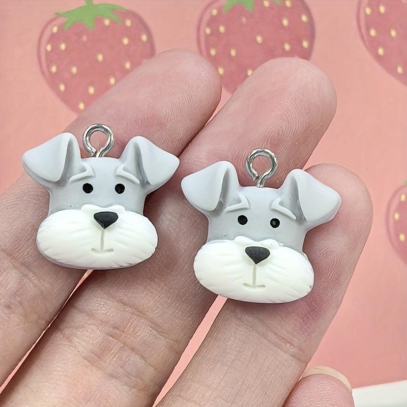 12pcs Grey Puppy Charms for DIY Jewelry Making Keychains