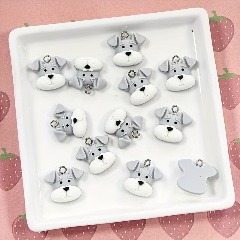 12pcs Grey Puppy Charms for DIY Jewelry Making Keychains