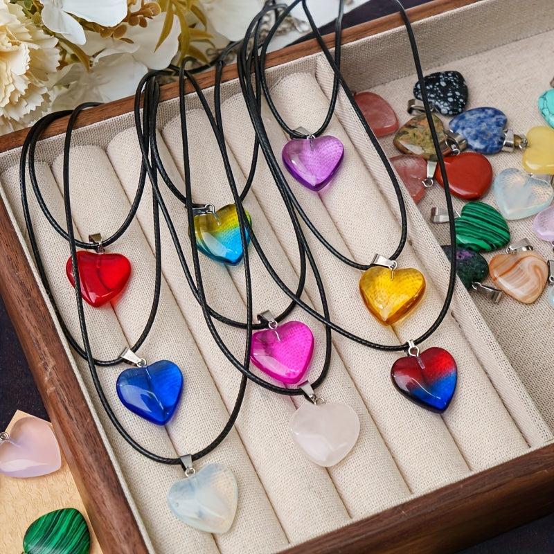 30pcs Assorted Colors Crystal Heart Pendants for DIY Jewelry Making