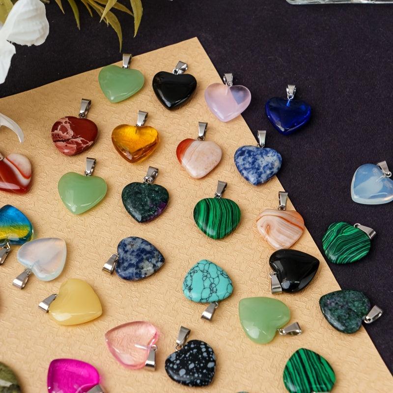 30pcs Assorted Colors Crystal Heart Pendants for DIY Jewelry Making