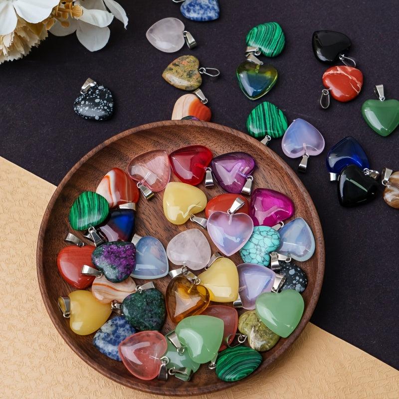 30pcs Assorted Colors Crystal Heart Pendants for DIY Jewelry Making