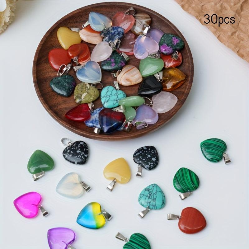 30pcs Assorted Colors Crystal Heart Pendants for DIY Jewelry Making