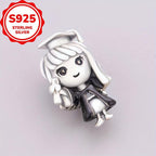 925 Sterling Silvery Graduate Character Bracelet/Necklace Charms Beads