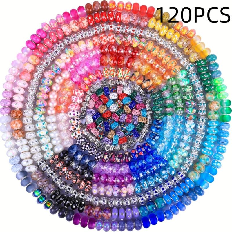 120PCS Mixed Resin Beads Set DIY Jewelry Making Large Hole European Beads