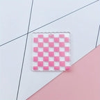 12pcs Clear Checkerboard Square Charms Pink Green Red Pattern DIY Craft