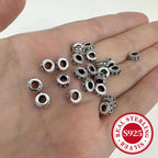 10pcs S925 Sterling Silver Drum Bead Bracelet Pendant DIY Accessories