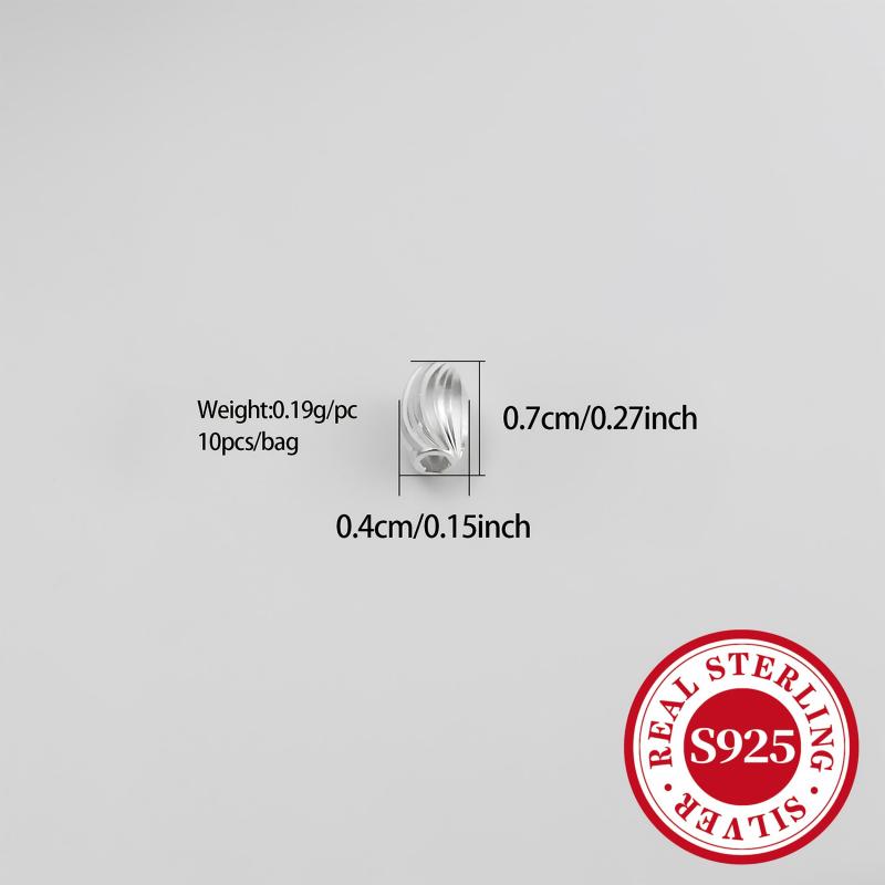 10pcs S925 Sterling Olive Bead Spacer DIY Bracelet Necklace Loose Beads