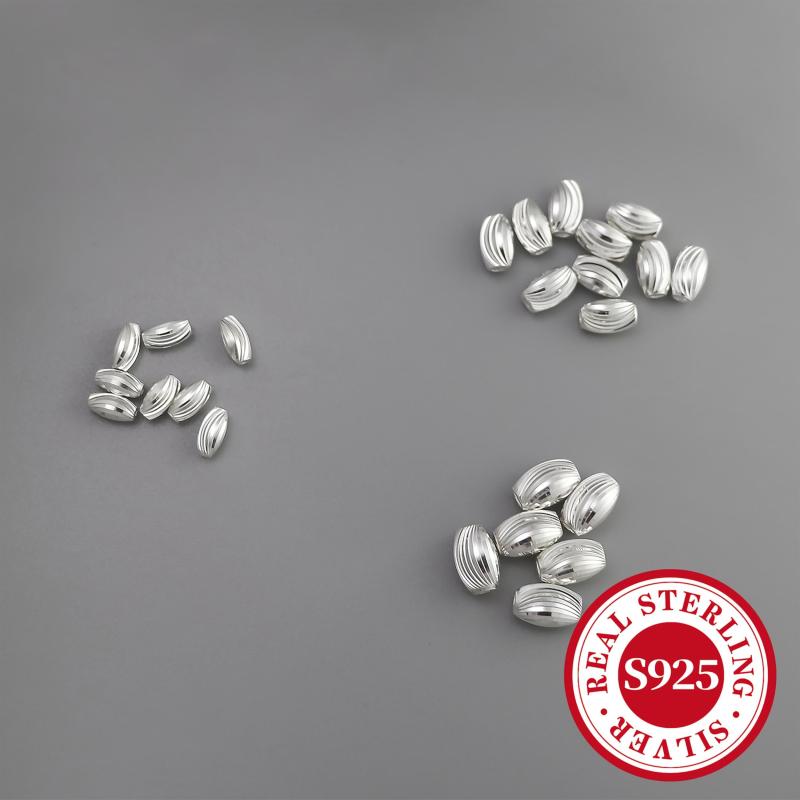 10pcs S925 Sterling Olive Bead Spacer DIY Bracelet Necklace Loose Beads