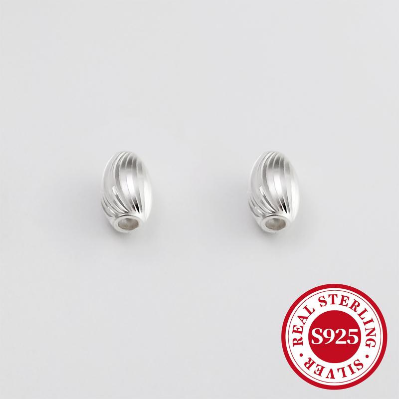 10pcs S925 Sterling Olive Bead Spacer DIY Bracelet Necklace Loose Beads