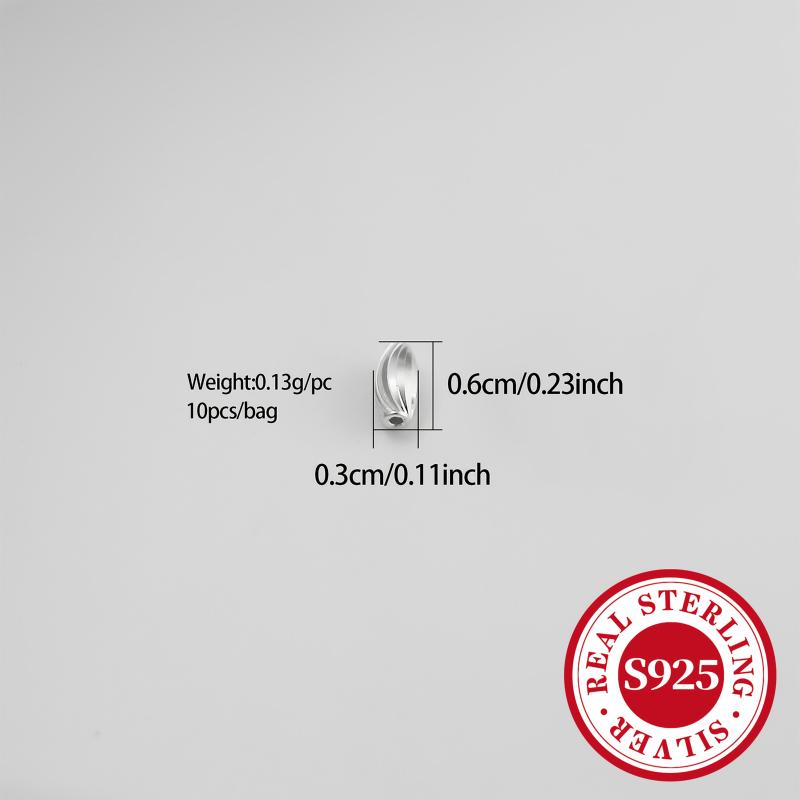 10pcs S925 Sterling Olive Bead Spacer DIY Bracelet Necklace Loose Beads