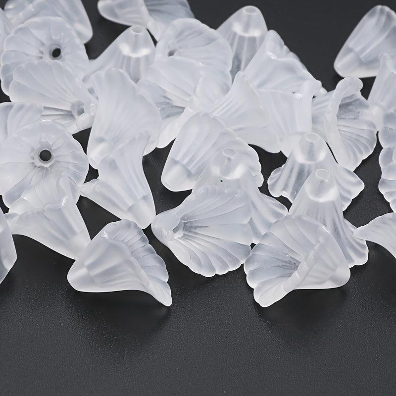 100pcs 12mm Frosted Acrylic Bell Flower Beads DIY Jewelry Making Crafts
