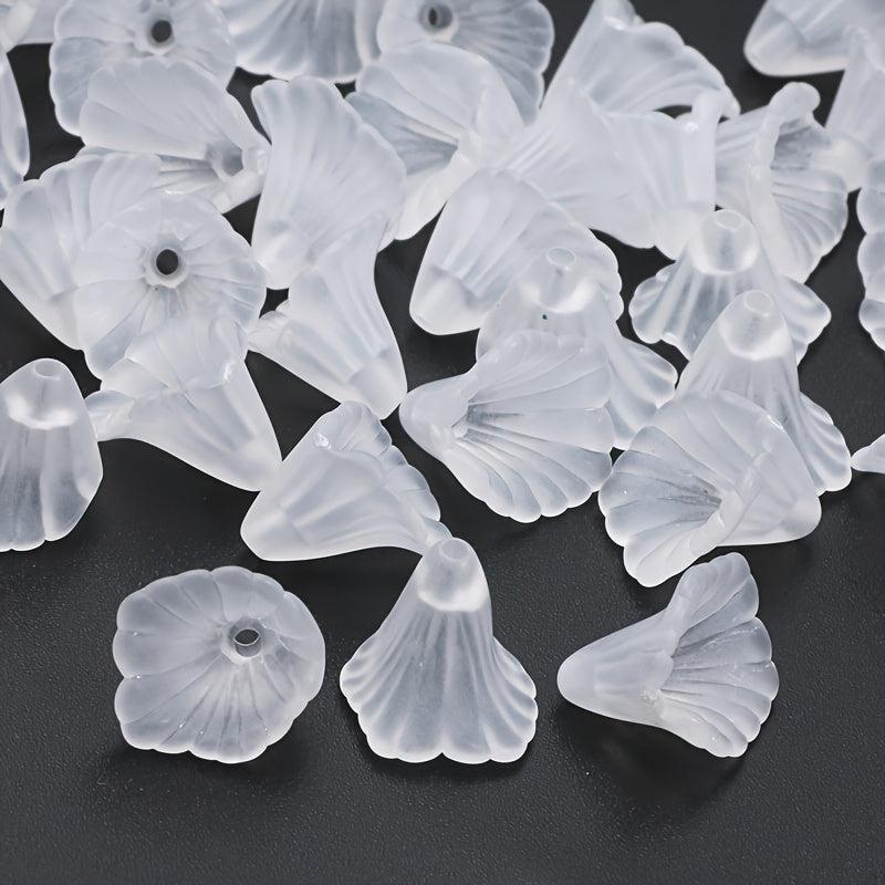 100pcs 12mm Frosted Acrylic Bell Flower Beads DIY Jewelry Making Crafts
