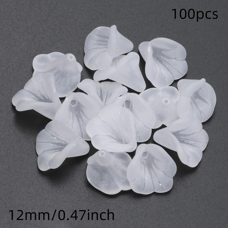 100pcs 12mm Frosted Acrylic Bell Flower Beads DIY Jewelry Making Crafts