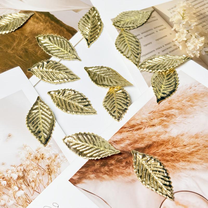 Golden Leaf Fabric Stickers Bohemian Wedding Decorations DIY Craft Supplies