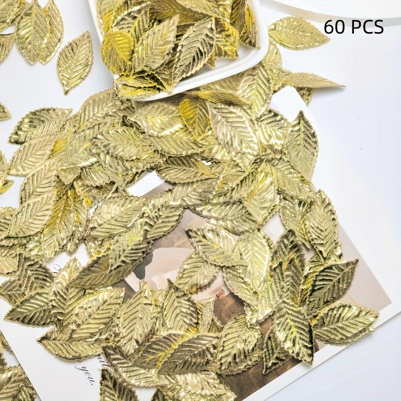 Golden Leaf Fabric Stickers Bohemian Wedding Decorations DIY Craft Supplies