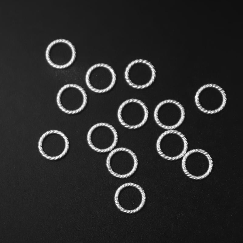 30pcs S925 Silver Twist Rings Spiral Twisted DIY Jewelry A
