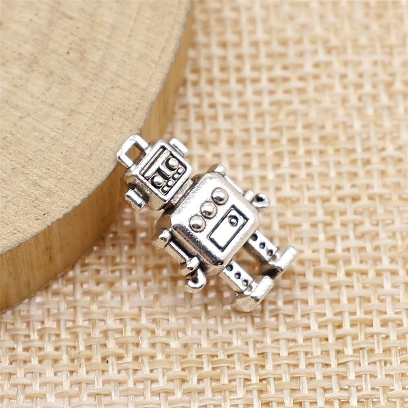 10pcs Robot Charms Antique Silver Pendants DIY Jewelry Making 12x18mm