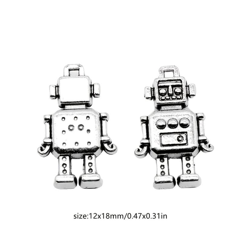 10pcs Robot Charms Antique Silver Pendants DIY Jewelry Making 12x18mm