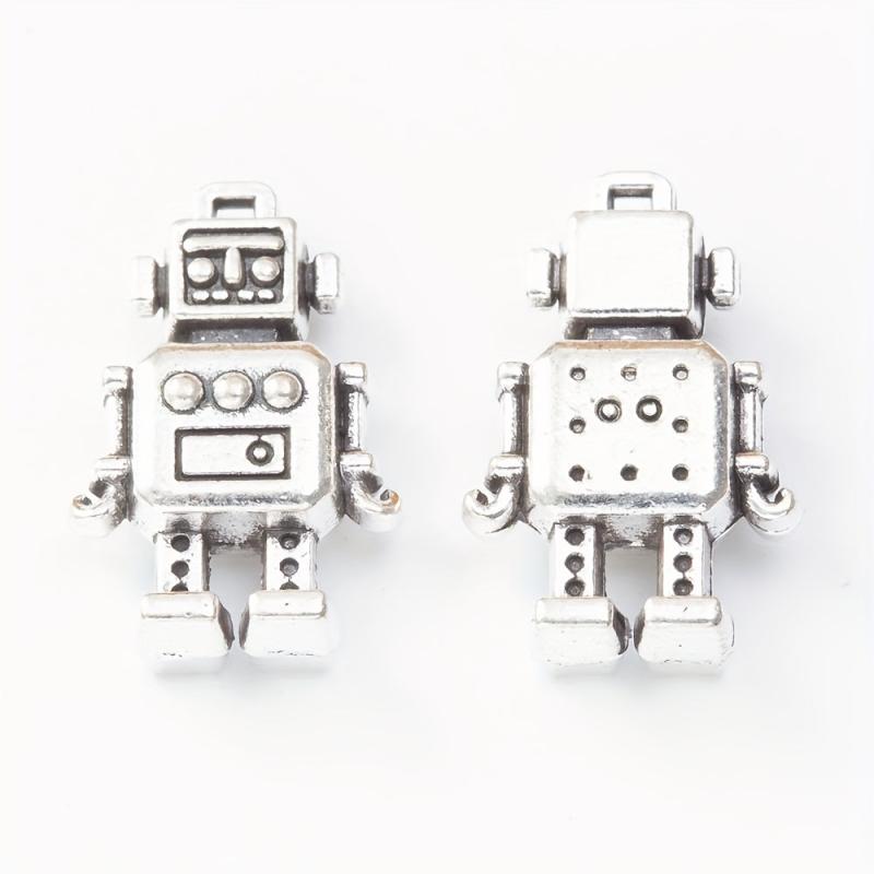 10pcs Robot Charms Antique Silver Pendants DIY Jewelry Making 12x18mm
