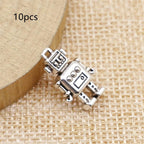 10pcs Robot Charms Antique Silver Pendants DIY Jewelry Making 12x18mm