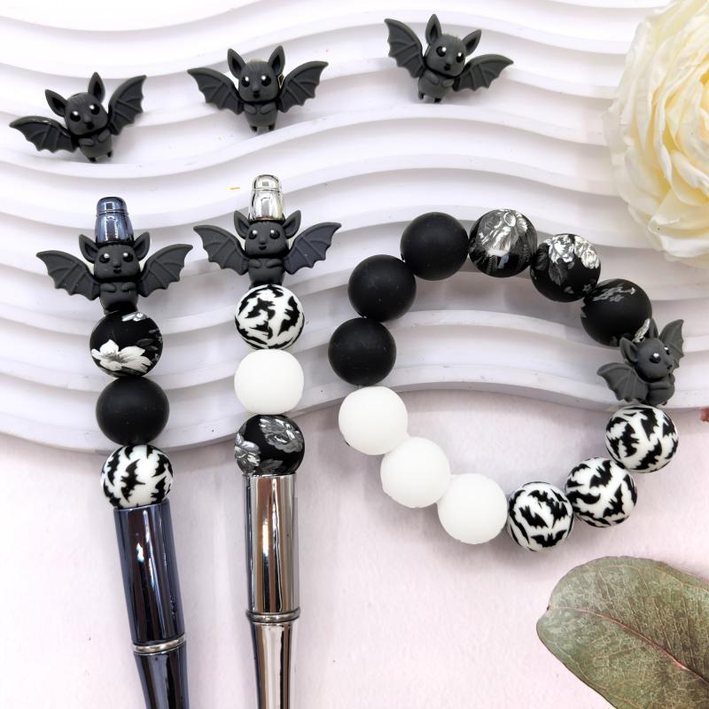 25pcs 3D Bat Silicone Beads for DIY Jewelry - Earrings, Necklaces, Bags