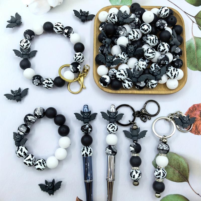 25pcs 3D Bat Silicone Beads for DIY Jewelry - Earrings, Necklaces, Bags