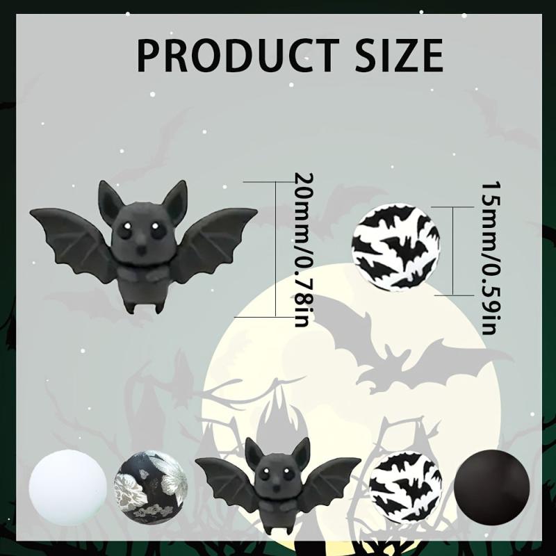 25pcs 3D Bat Silicone Beads for DIY Jewelry - Earrings, Necklaces, Bags