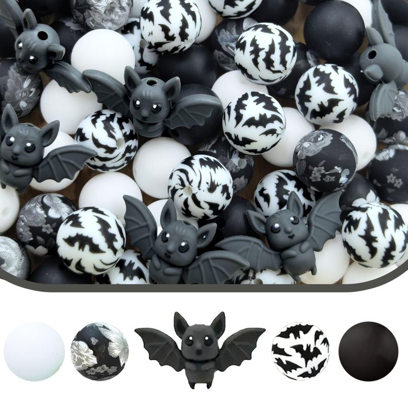 25pcs 3D Bat Silicone Beads for DIY Jewelry - Earrings, Necklaces, Bags