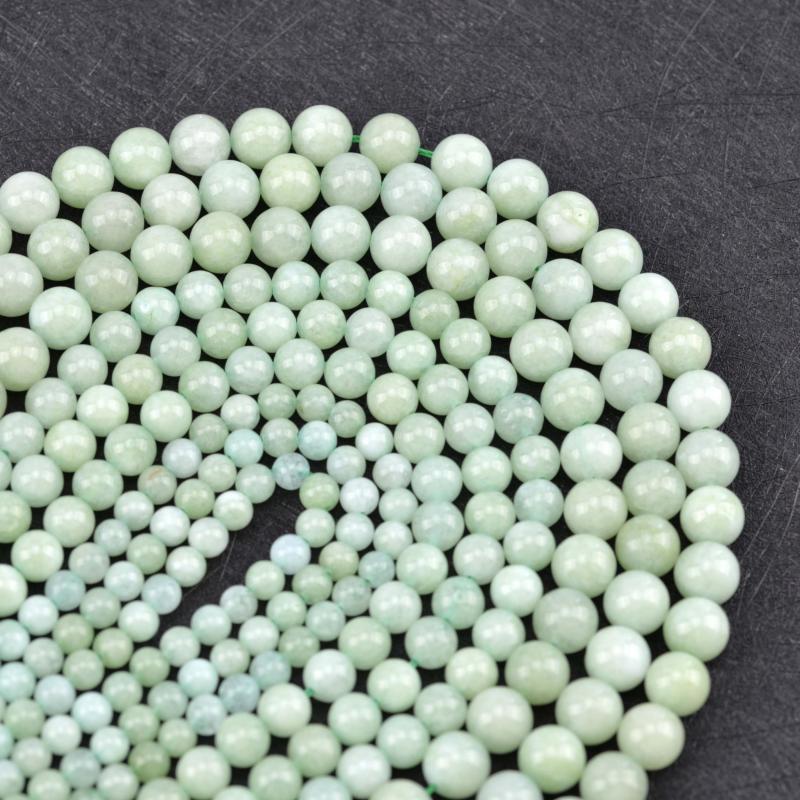 Burma Green Round Stone Beads 6-10mm High Jewelry Making Supplies