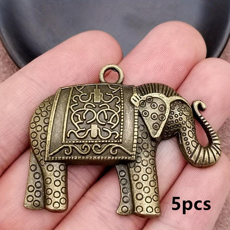 5pcs Elephant Charm Pendant Bohemian Style Jewelry DIY Necklace Earr