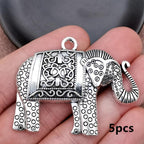 5pcs Elephant Charm Pendant Bohemian Style Jewelry DIY Necklace Earr