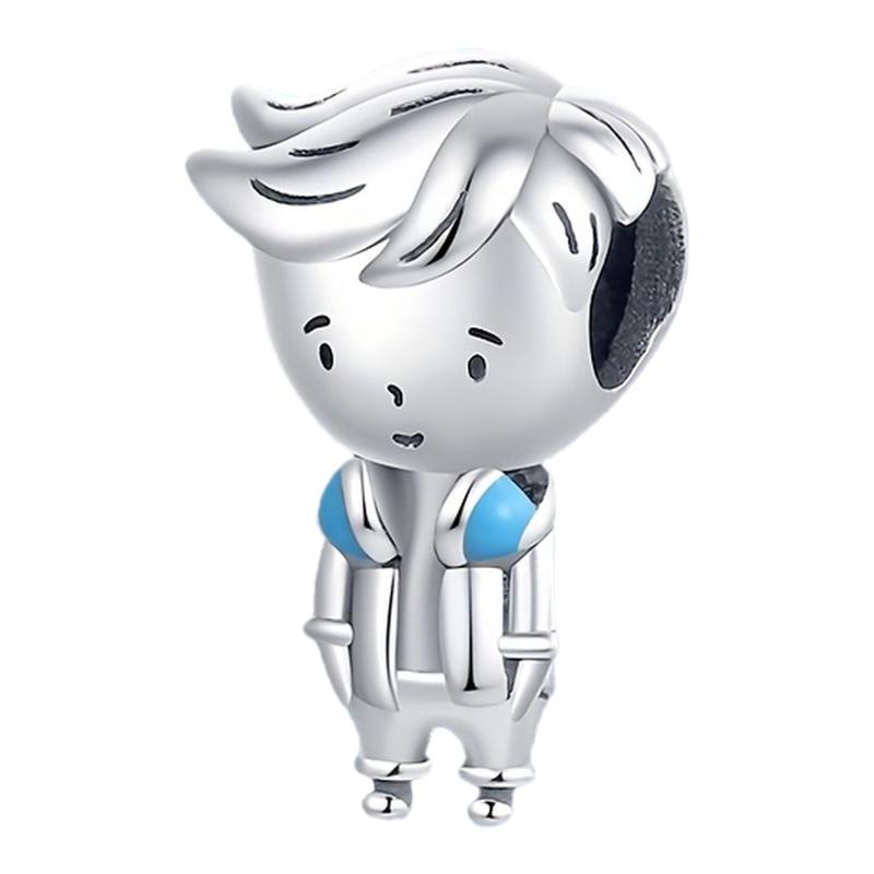 Music Lover Charm Bead 925 Silver Plated Zirconia Accents