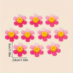 10 Pack Pink Acrylic Sunflower Pendants Floral Charms DIY Craft Supplies