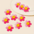 10 Pack Pink Acrylic Sunflower Pendants Floral Charms DIY Craft Supplies