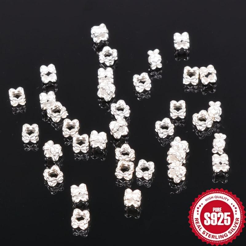 10pcs S925 Sterling Silver Clover Flower Spacer Beads DIY Jewelry Kit
